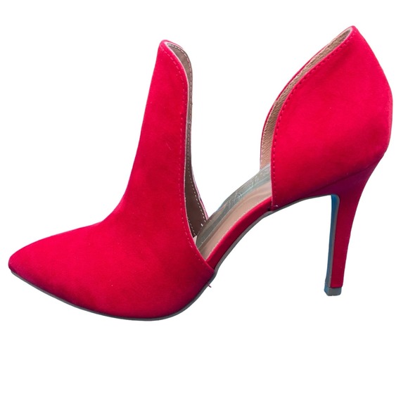 Christian Siriano “Keira” Women’s Red Faux Suede Heels 9 - Picture 2 of 14